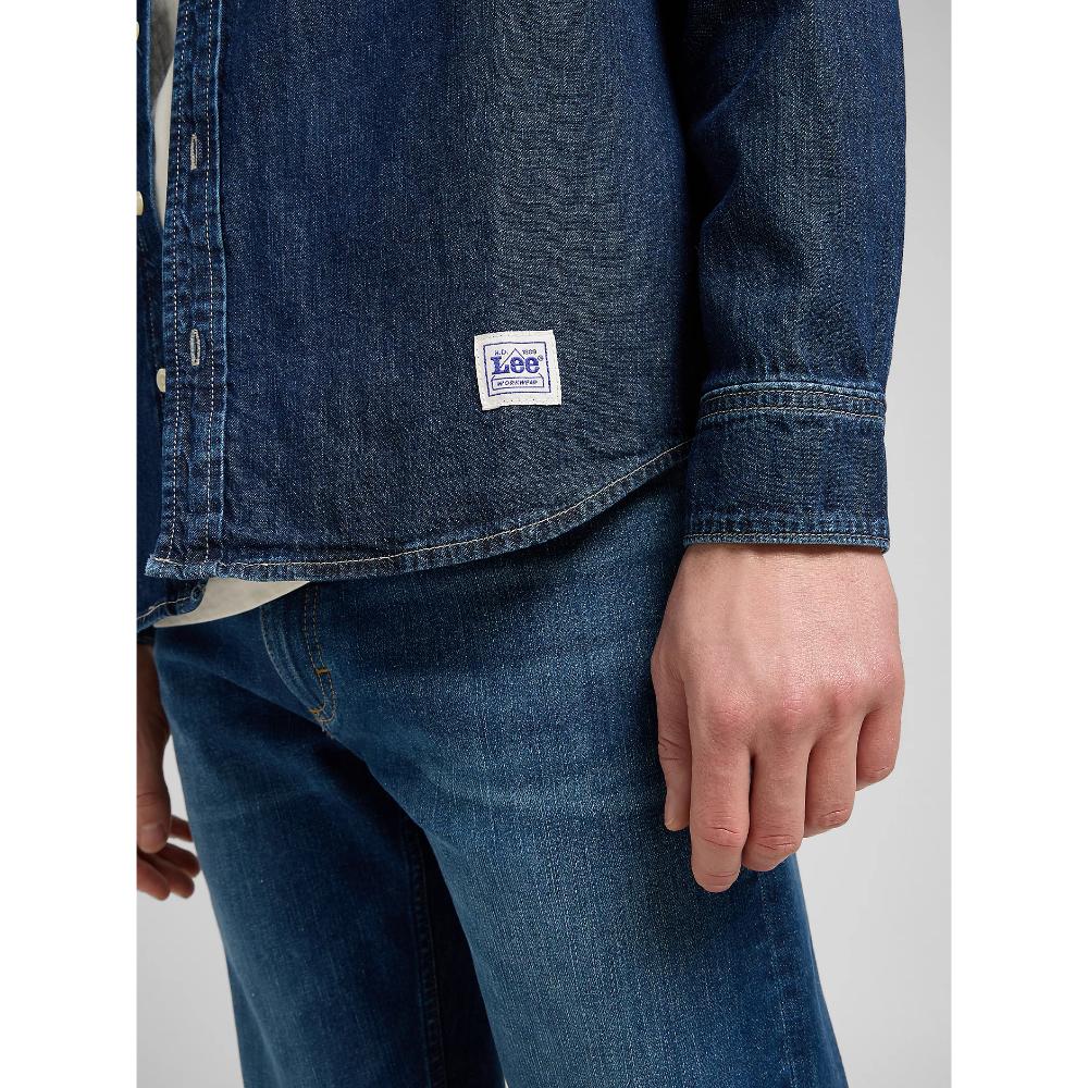 Lee Workwear Relaxed No Pocket Button Down Shirt Blue Ridge Uomo