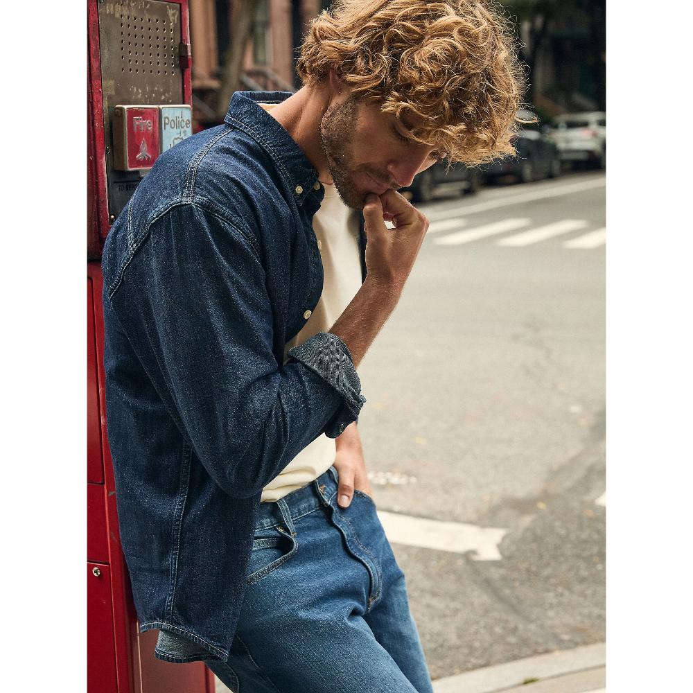 Lee Workwear Relaxed No Pocket Button Down Shirt Blue Ridge Uomo