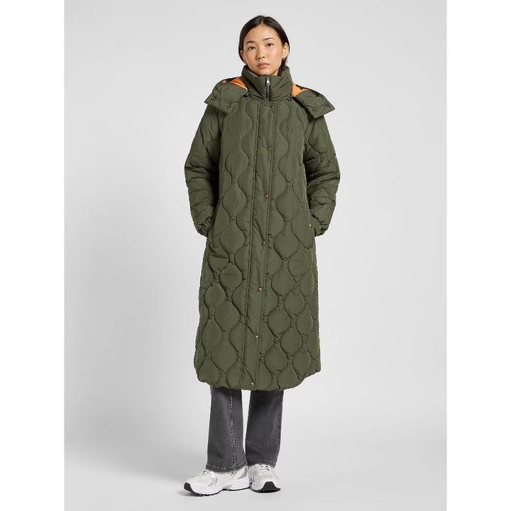 Lee Relaxed Long Puffer Oak Moss Donna
