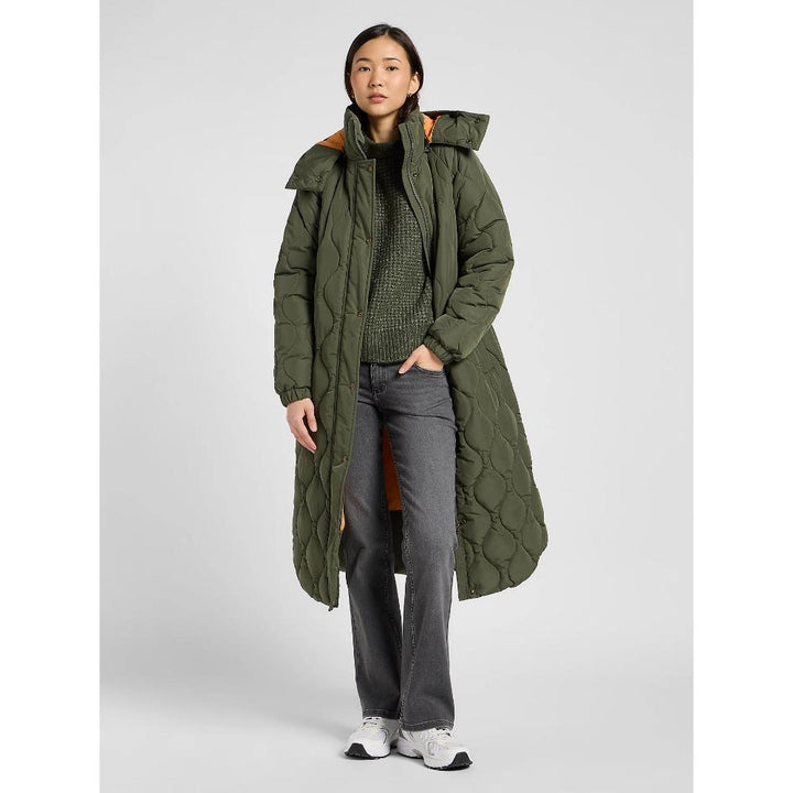 Lee Relaxed Long Puffer Oak Moss Donna