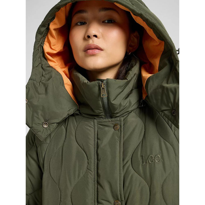 Lee Relaxed Long Puffer Oak Moss Donna