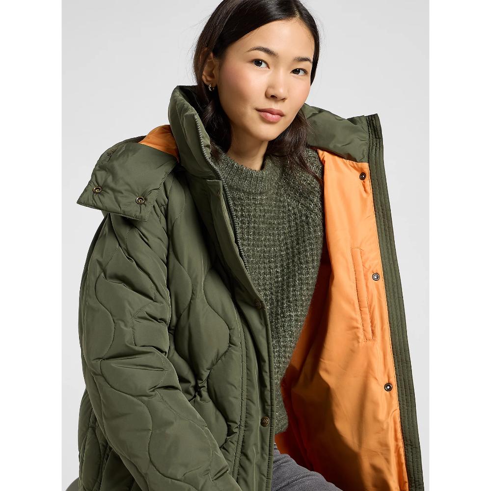 Lee Relaxed Long Puffer Oak Moss Donna