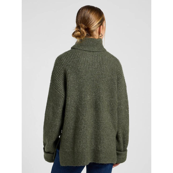 Lee Relaxed Wide Cuff Turtle Neck Olive Gray Donna