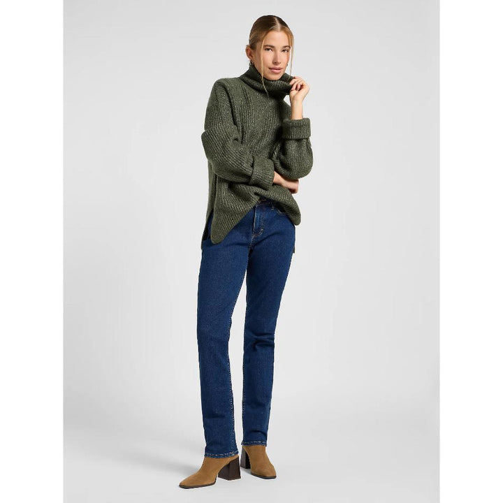 Lee Relaxed Wide Cuff Turtle Neck Olive Gray Donna