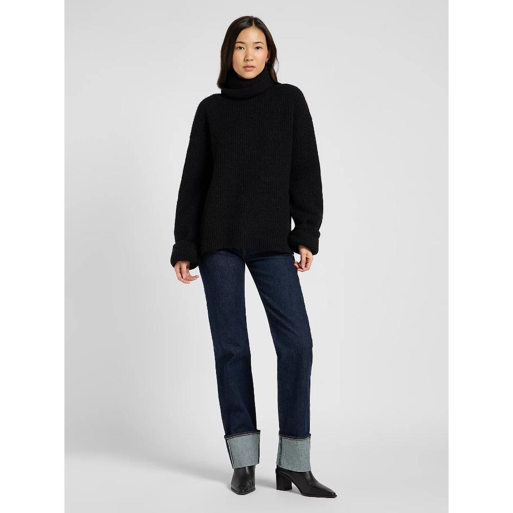 Lee Relaxed Wide Cuff Turtle Neck Unionall Black Donna