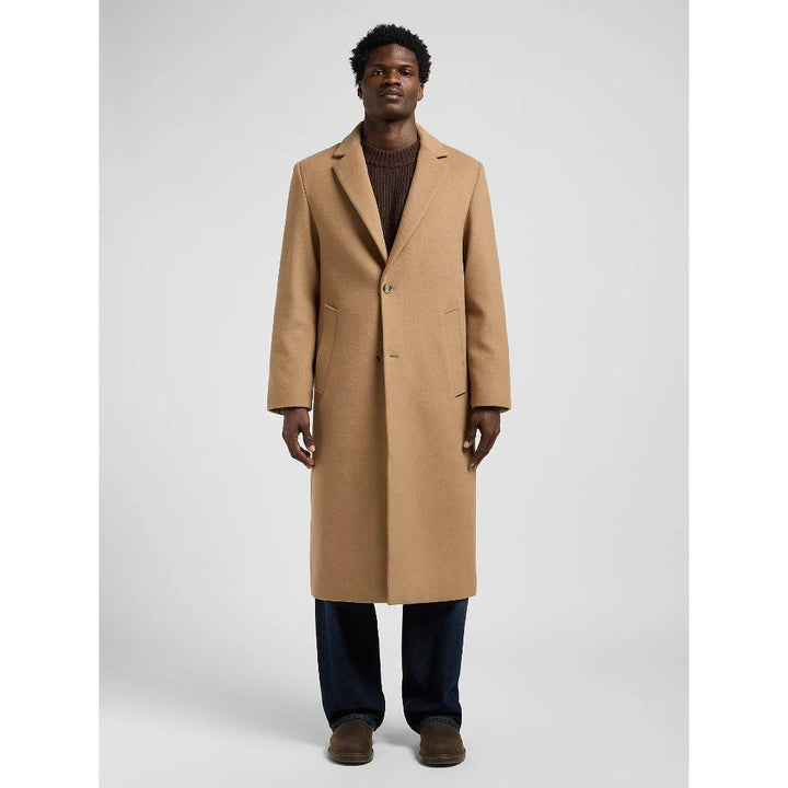 Lee Relaxed Long Wool Car Coat Camel Uomo