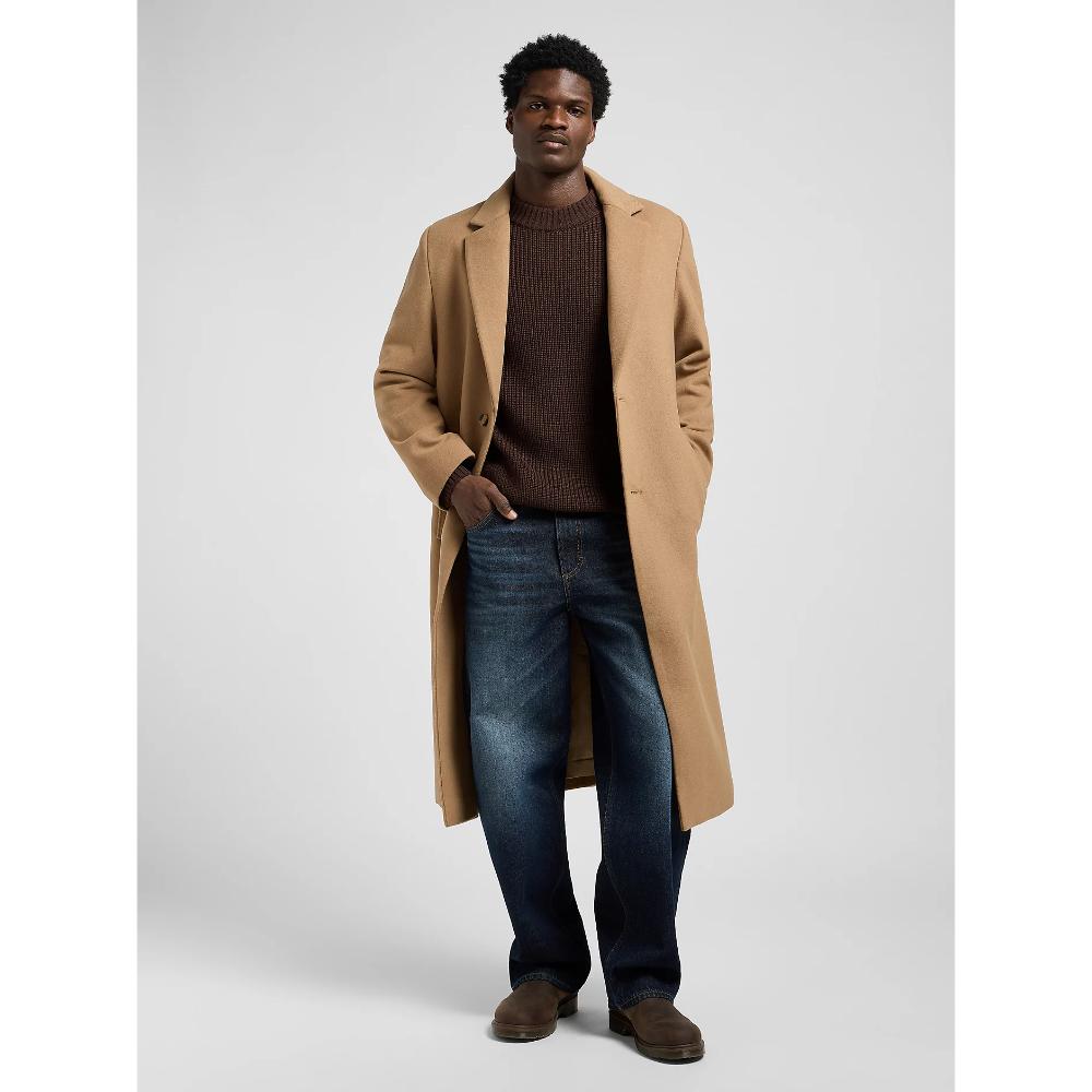 Lee Relaxed Long Wool Car Coat Camel Uomo