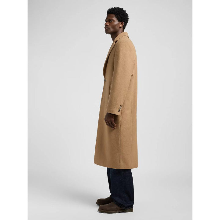 Lee Relaxed Long Wool Car Coat Camel Uomo