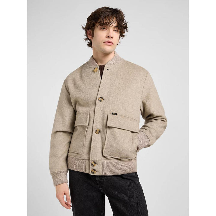 Lee Regular Wool Bomber Jacket Warm Gray Heather Uomo