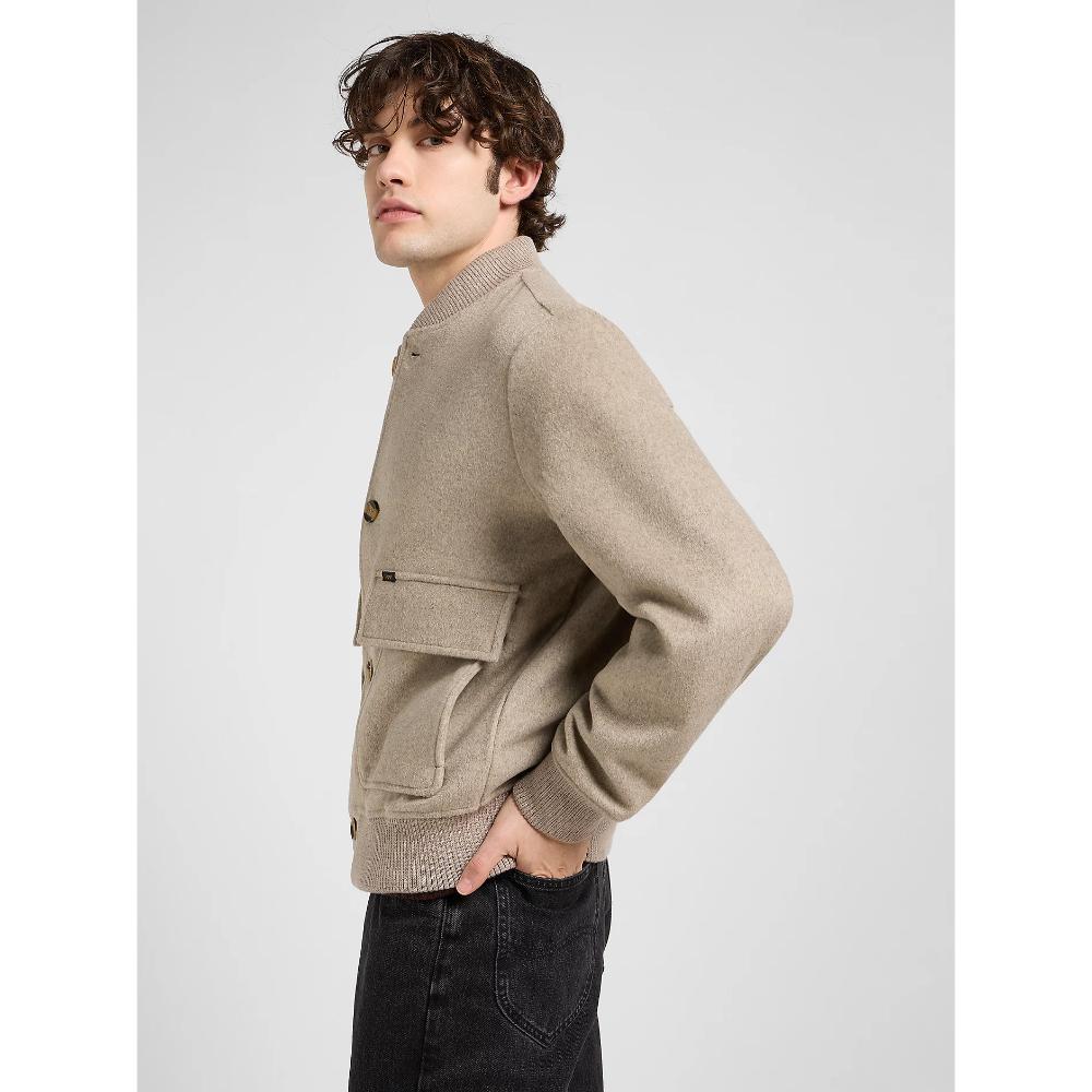 Lee Regular Wool Bomber Jacket Warm Gray Heather Uomo