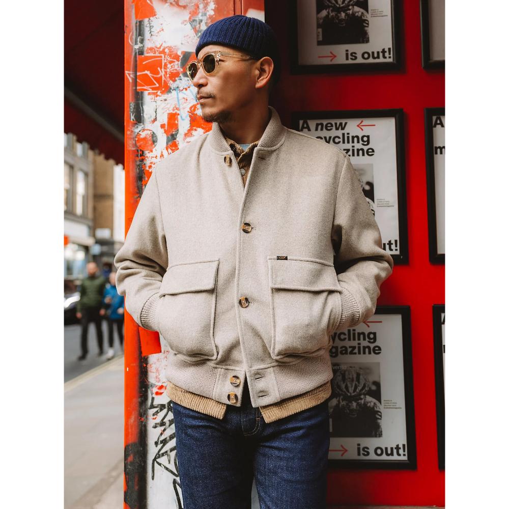 Lee Regular Wool Bomber Jacket Warm Gray Heather Uomo