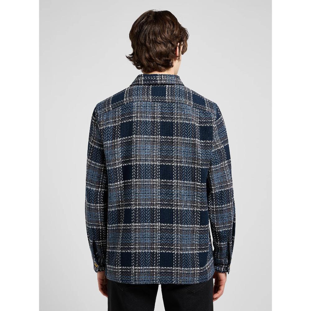 Lee Relaxed Textured 2 Pocket Shirt Mood Indigo Grey Plaid Uomo