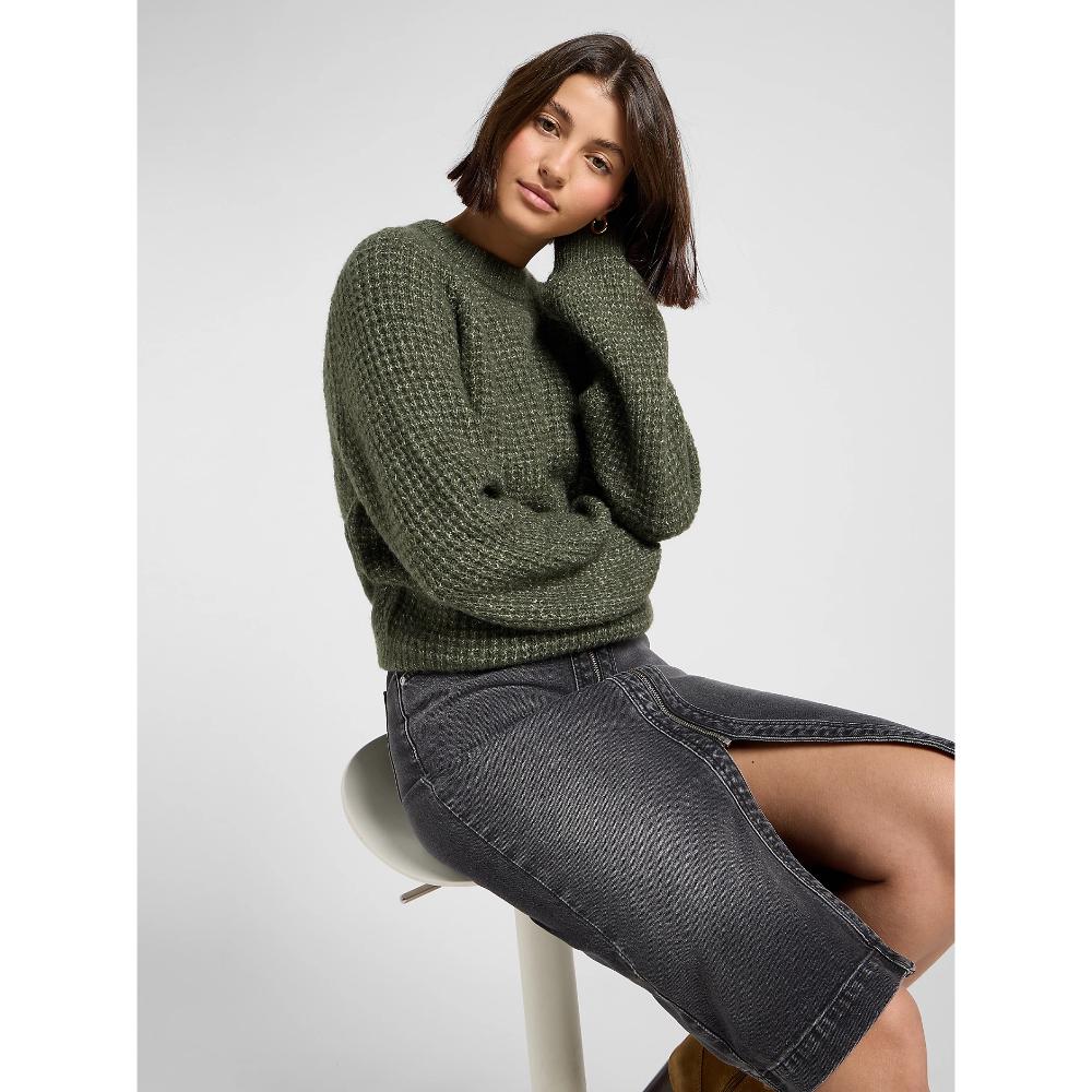 Lee Regular Knit Sweater Olive Gray Donna