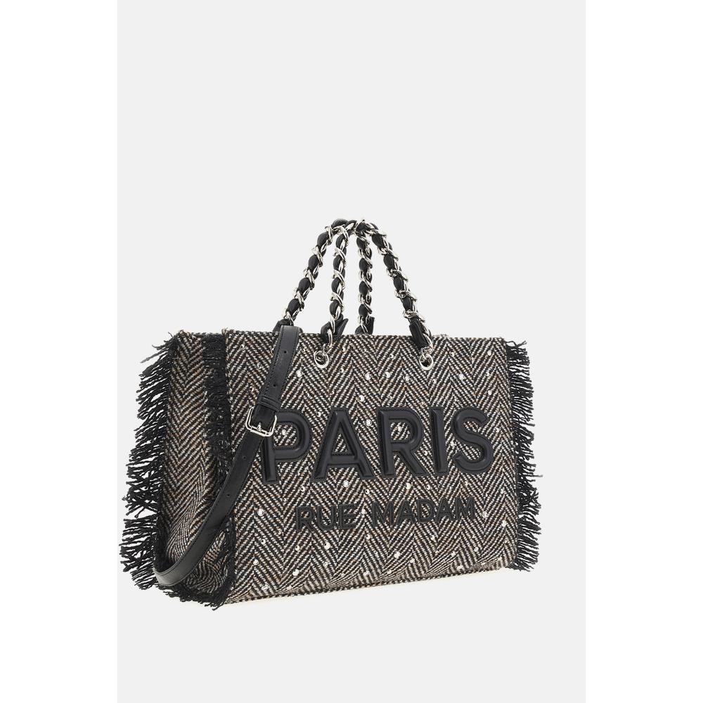 Rue Madam Paris Harris Tote Tweed Black Donna