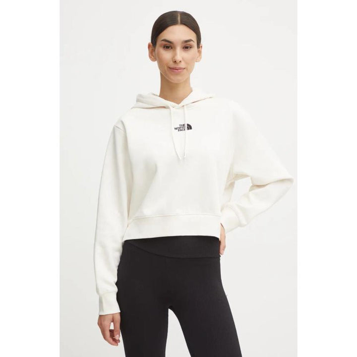 The North Face Felpa Essential Crop Hoodie White Dune