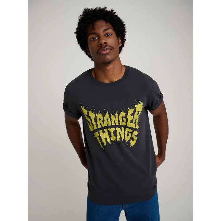 Wralgler X Stranger Things Tee Washed Black Uomo