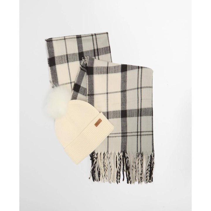 Barbour Set Regalo Berretto Dover & Sciarpa Hailes Monochrome Tartan Donna