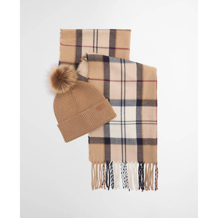Barbour Set regalo Berretto Dover & Sciarpa Hailes Hessian Tartan Donna