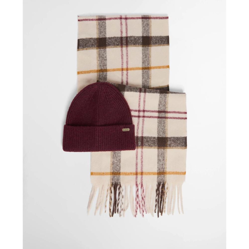 Barbour Set Regalo Berretto e Sciarpa Olivia Light Muted Tartan Donna