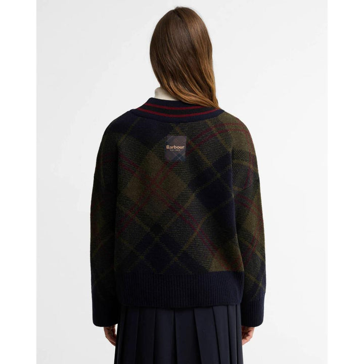 Barbour Maglione Shae in Lana Tartan con Scollo a V Shadow Classic Tartan Donna