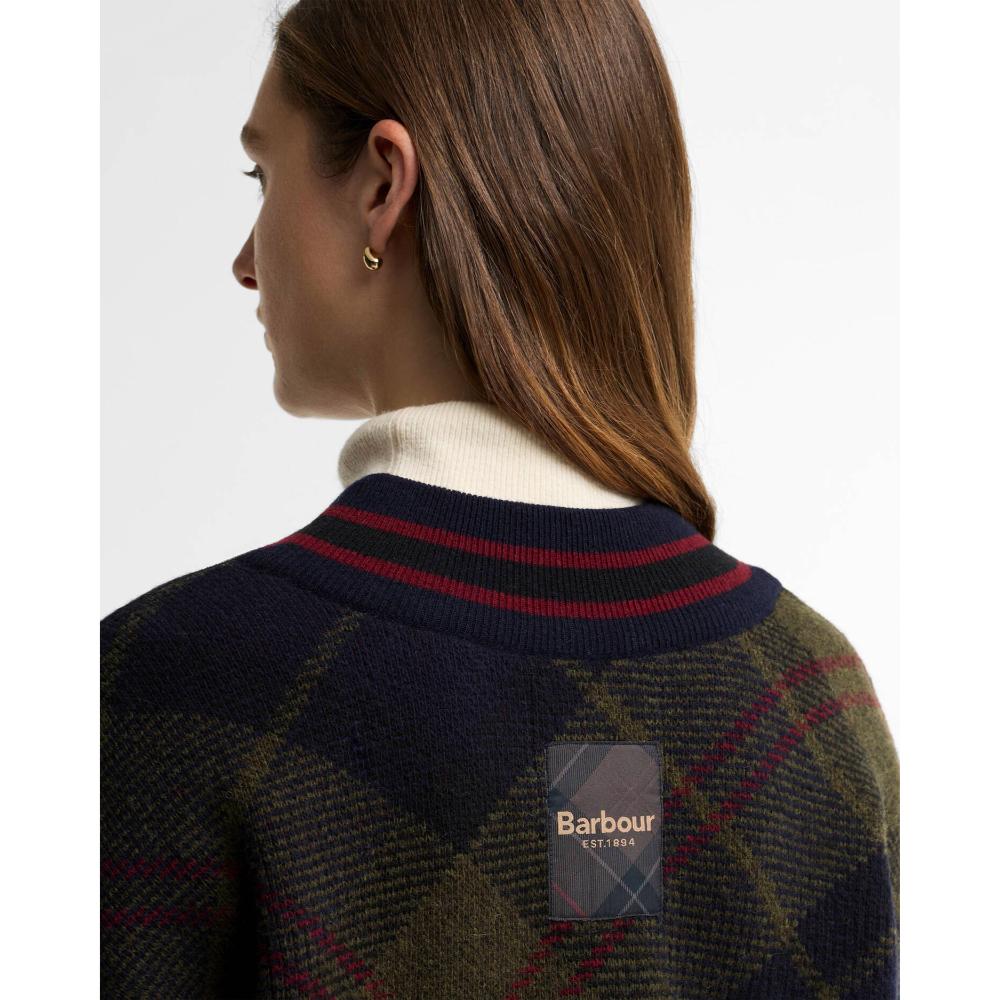 Barbour Maglione Shae in Lana Tartan con Scollo a V Shadow Classic Tartan Donna