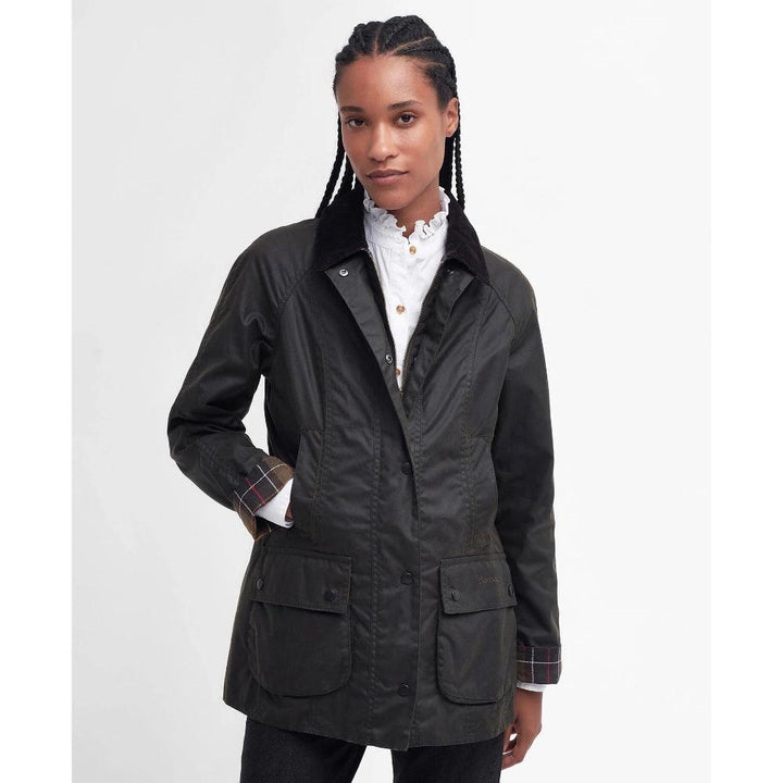 Barbour Giacca Cerata Classica Beadnell Olive Donna