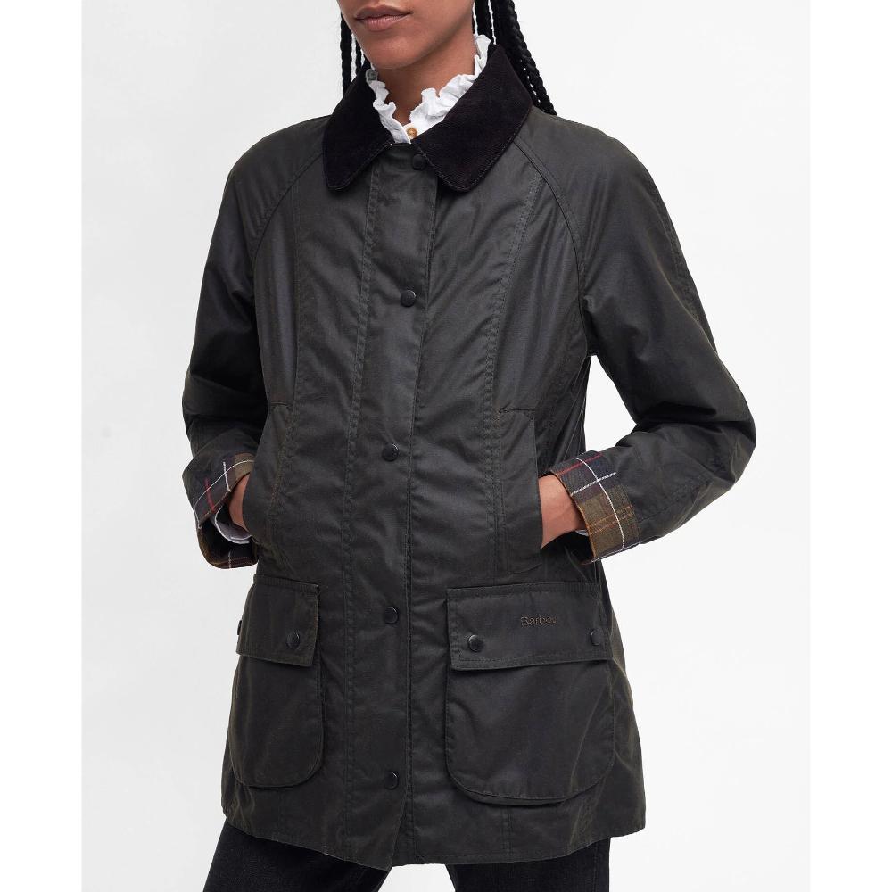 Barbour Giacca Cerata Classica Beadnell Olive Donna
