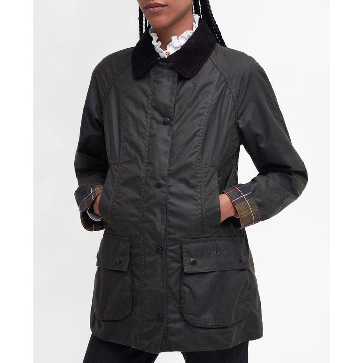 Barbour Giacca Cerata Classica Beadnell Olive Donna