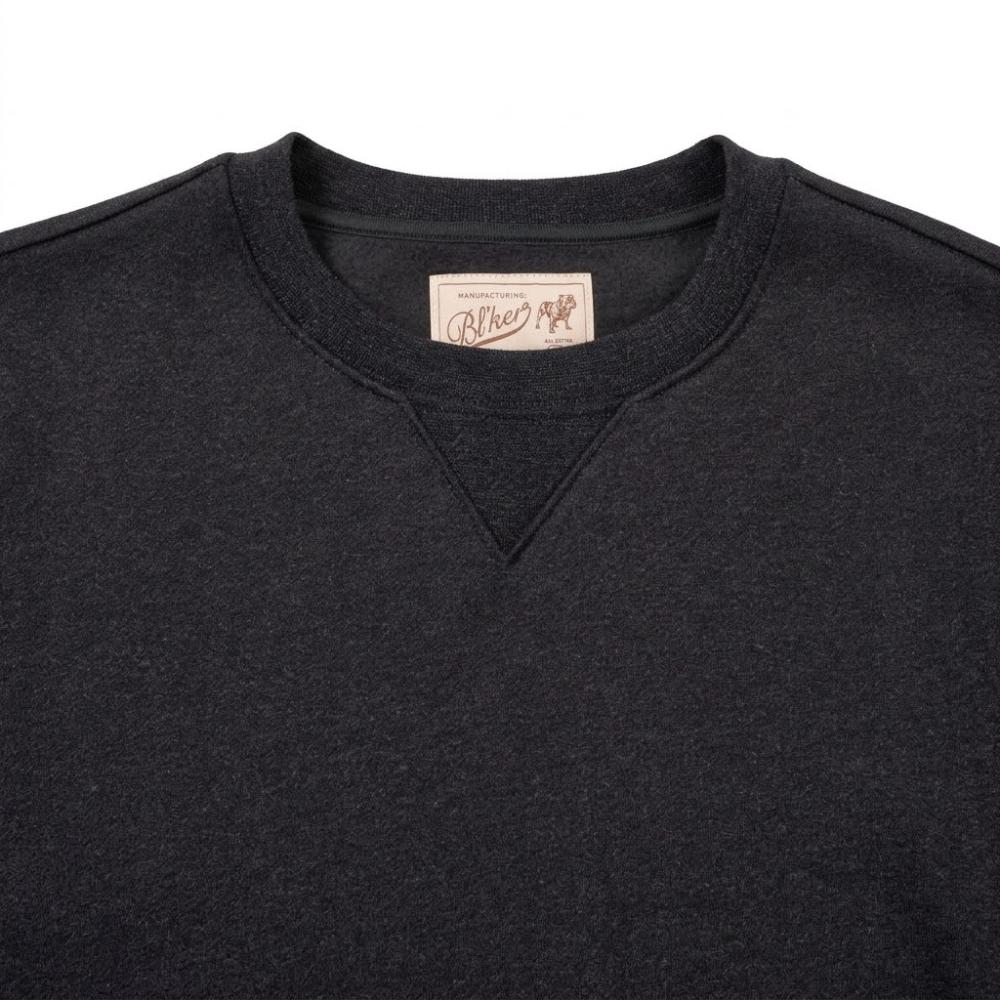 Blker Felpa Girocollo Comfort Minimal Antracite Black Uomo