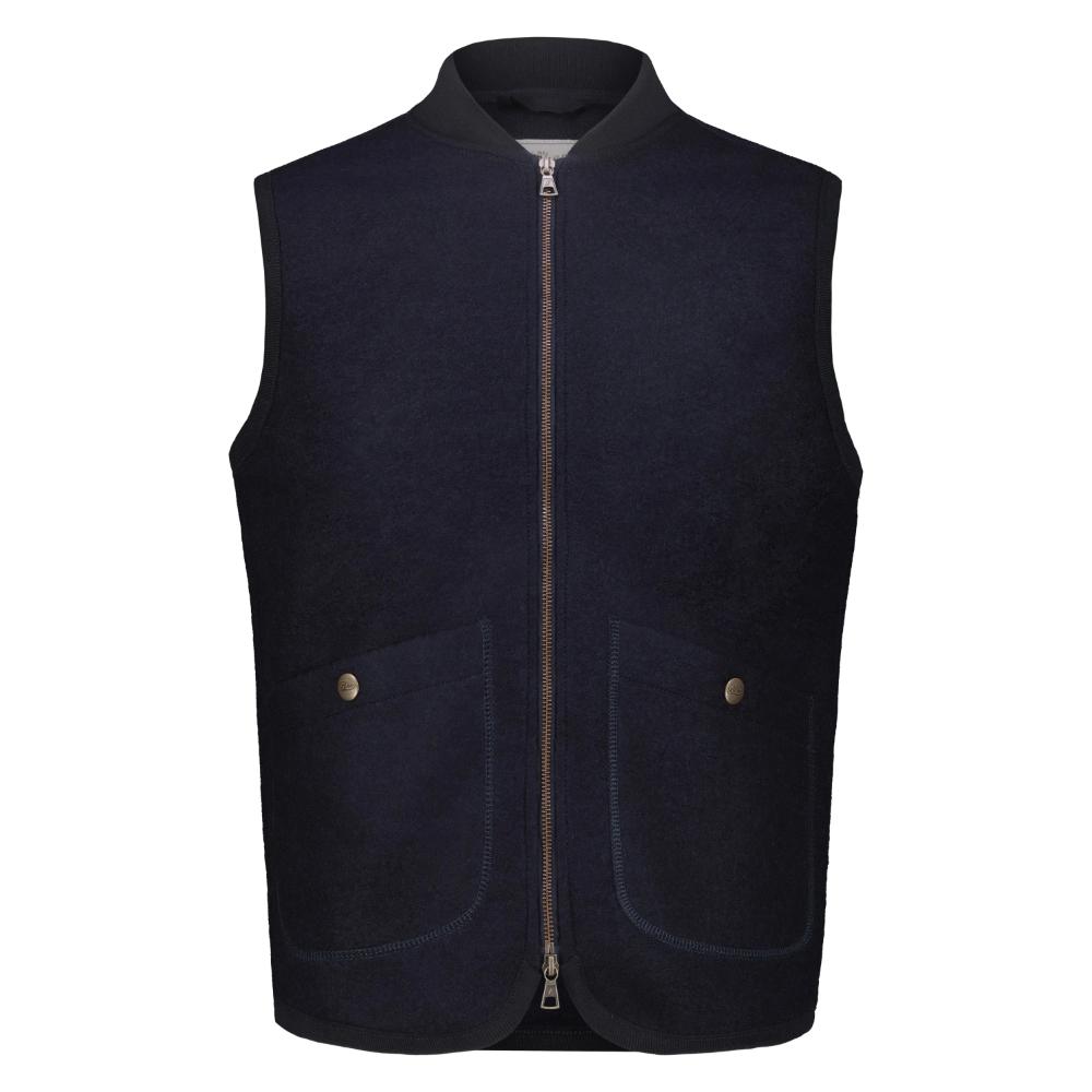Blker Smanicato Wolf in Lana Cotta con Zip Navy Uomo