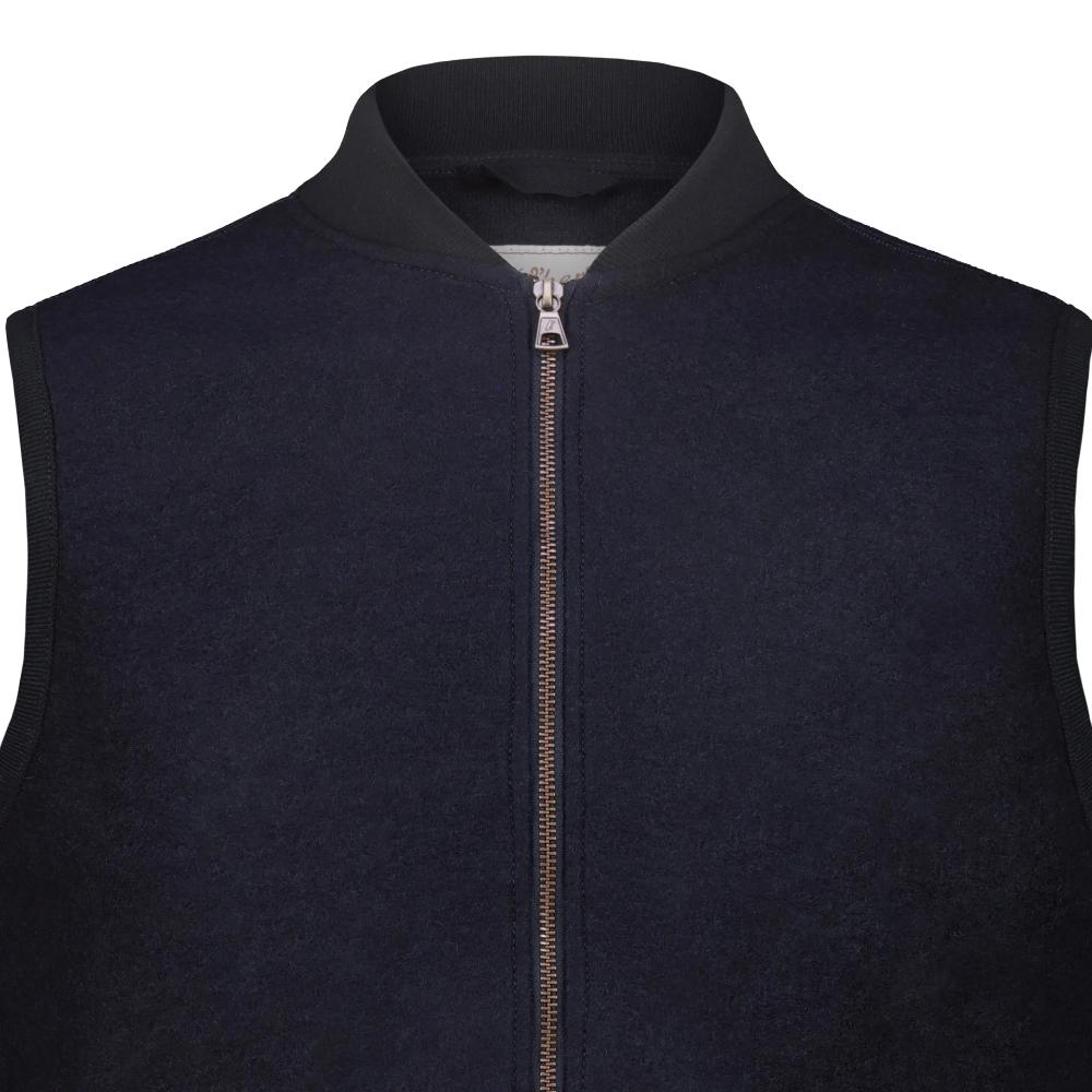 Blker Smanicato Wolf in Lana Cotta con Zip Navy Uomo