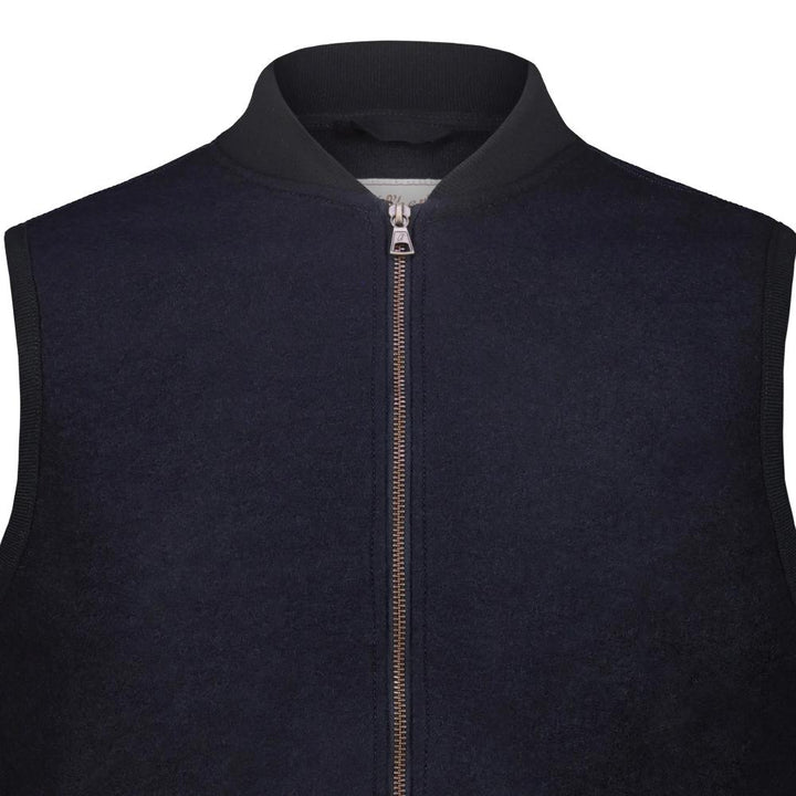 Blker Smanicato Wolf in Lana Cotta con Zip Navy Uomo