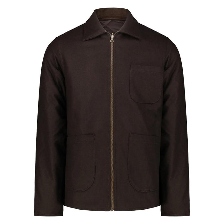 Bl'ker Giacca Reversibile Elk in Lana con Zip Brown