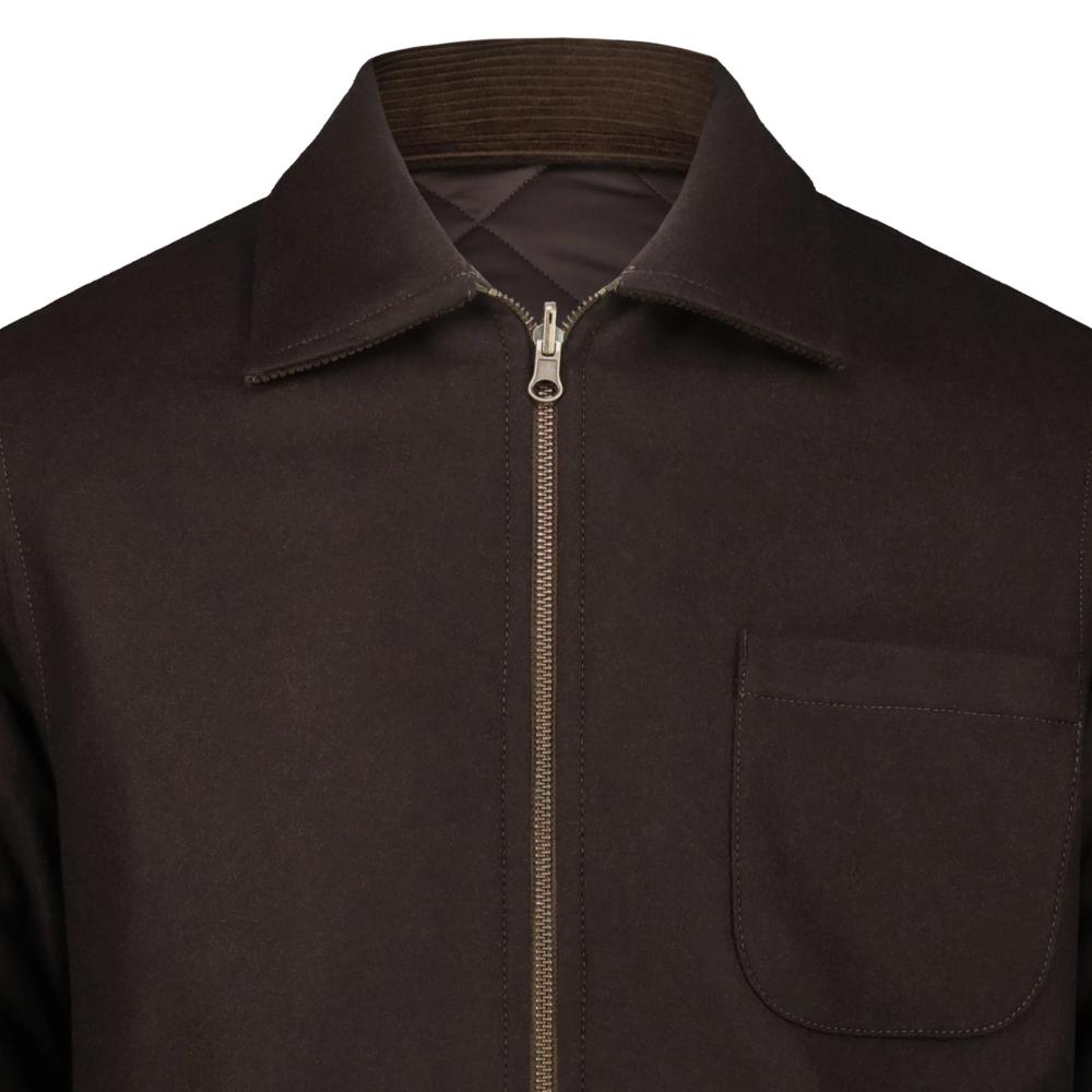 Bl'ker Giacca Reversibile Elk in Lana con Zip Brown