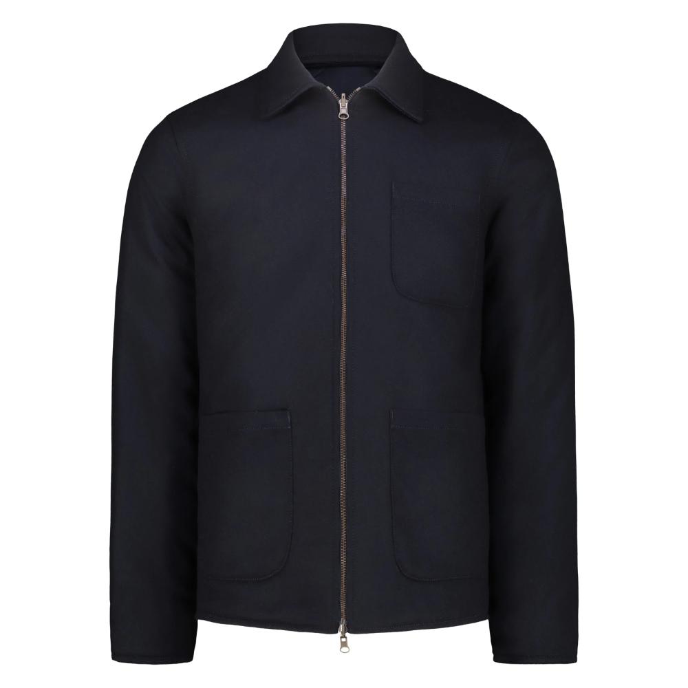 Blker Giacca Reversibile Elk in Lana con Zip Navy Uomo