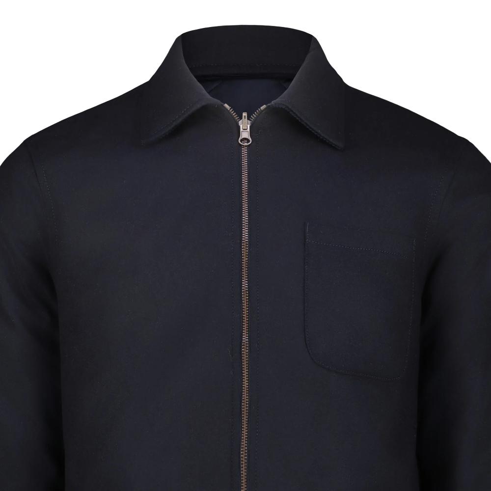 Blker Giacca Reversibile Elk in Lana con Zip Navy Uomo