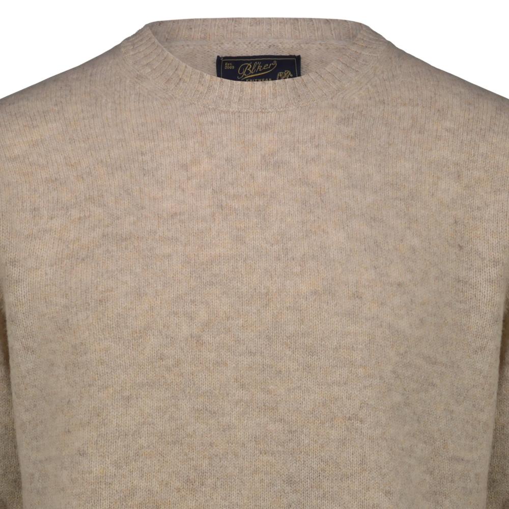 Bl'ker Maglione Girocollo Iwan in Lana Shetland Beige