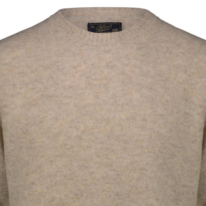 Bl'ker Maglione Girocollo Iwan in Lana Shetland Beige