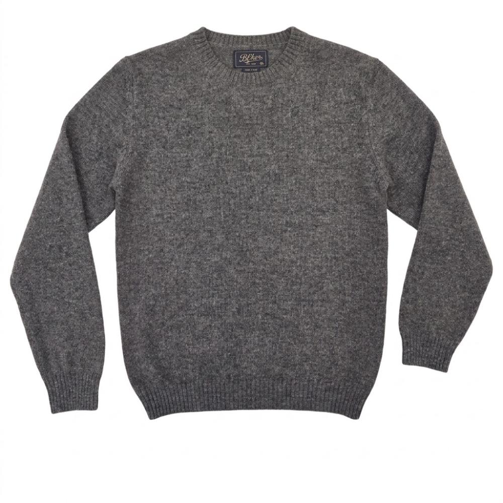 Blker Maglione Girocollo in Lana Grey Uomo