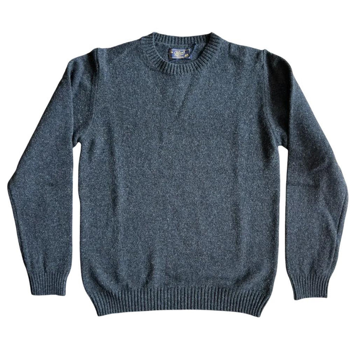Bl'ker Maglione Girocollo Iwan in Lana Shetland Navy