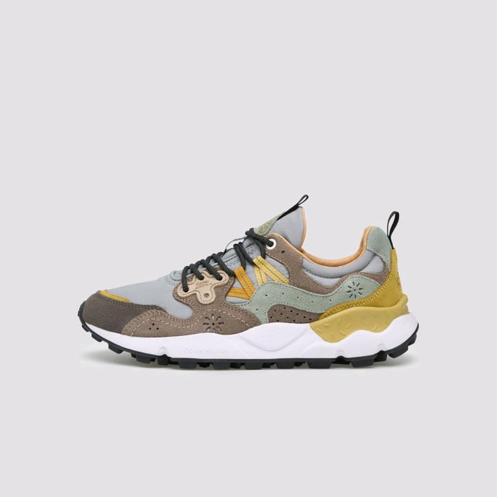 Flower Mountain Yamano 3 Sneakers Suede Tessuto Tecnico Antracite Giallo Uomo