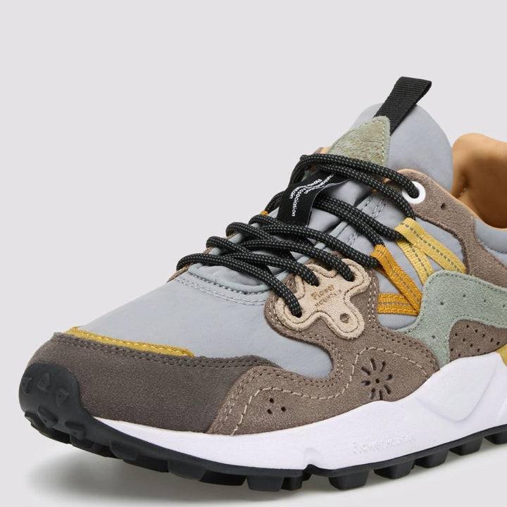 Flower Mountain Yamano 3 Sneakers Suede Tessuto Tecnico Antracite Giallo Uomo