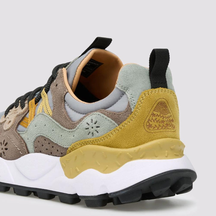 Flower Mountain Yamano 3 Sneakers Suede Tessuto Tecnico Antracite Giallo Uomo