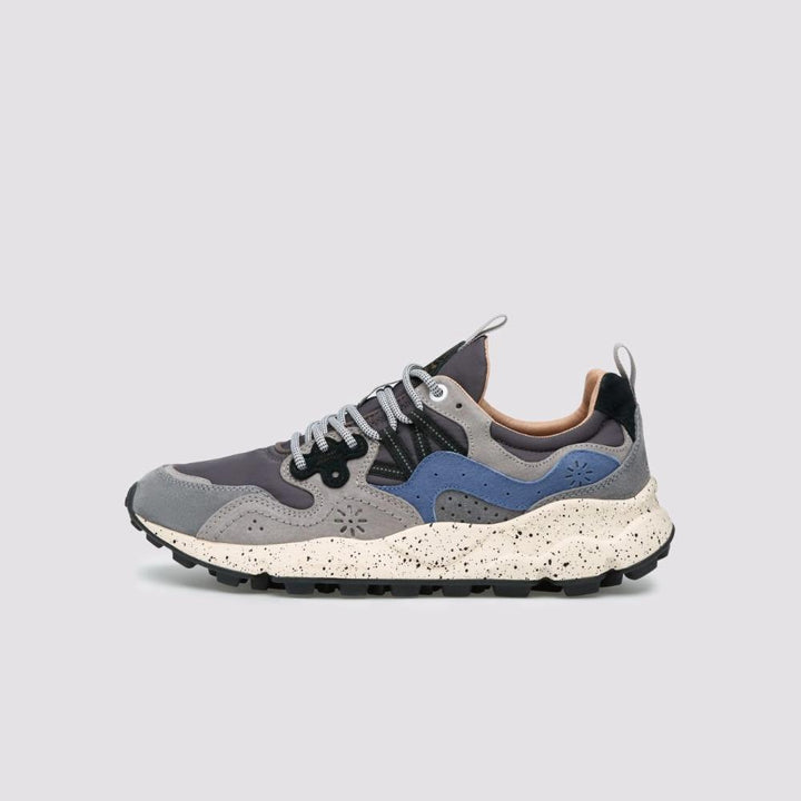 Flower Mountain Yamano 3 Sneakers Suede Tessuto Tecnico Grigio Scuro Blu Azzurro Uomo