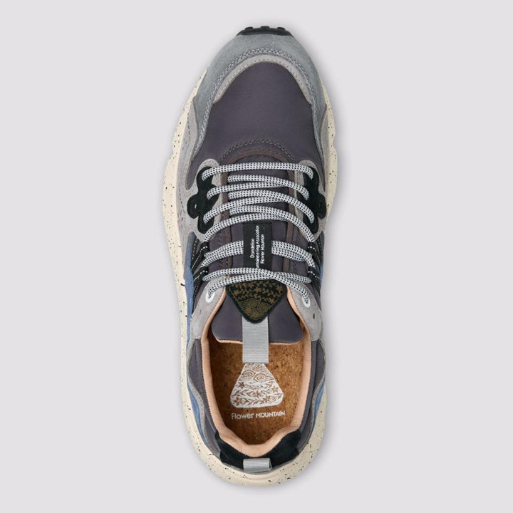 Flower Mountain Yamano 3 Sneakers Suede Tessuto Tecnico Grigio Scuro Blu Azzurro Uomo