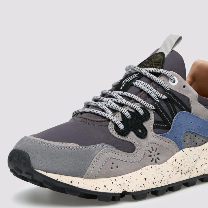 Flower Mountain Yamano 3 Sneakers Suede Tessuto Tecnico Grigio Scuro Blu Azzurro Uomo