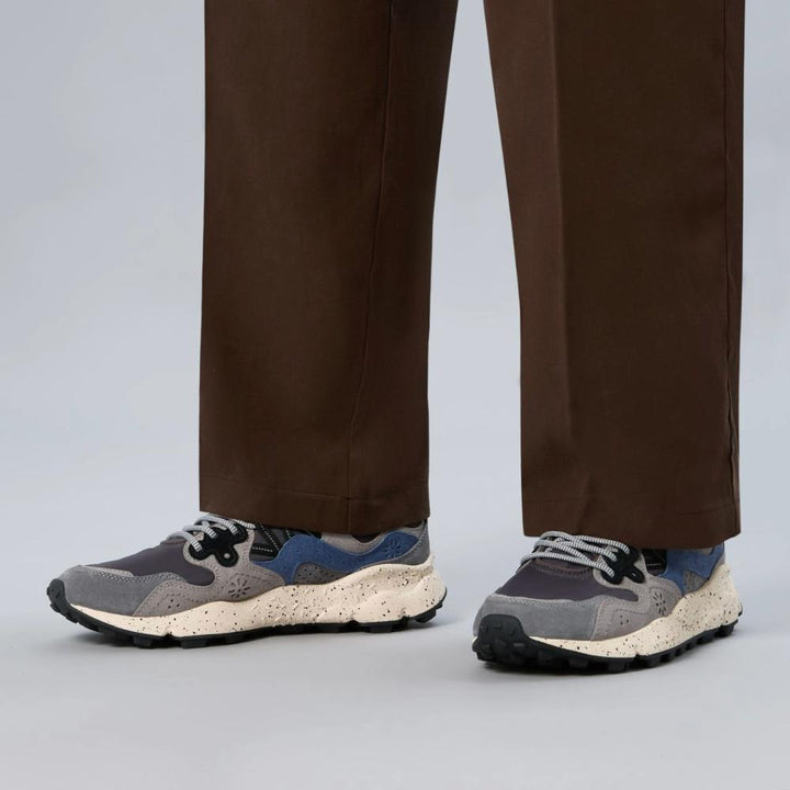 Flower Mountain Yamano 3 Sneakers Suede Tessuto Tecnico Grigio Scuro Blu Azzurro Uomo