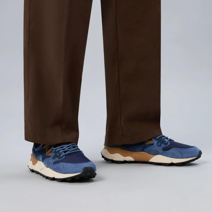 Flower Mountain Yamano 3 Sneakers Suede Tessuto Tecnico Navy Blu Marrone Uomo