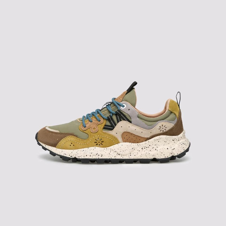 Flower Mountain Yamano 3 Sneakers Suede Tessuto Tecnico Marrone Verde Cognac Uomo