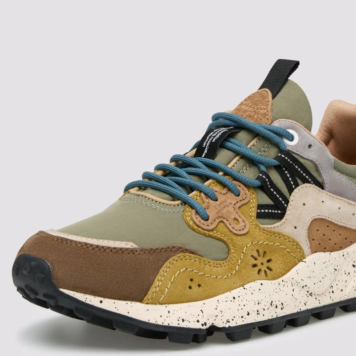Flower Mountain Yamano 3 Sneakers Suede Tessuto Tecnico Marrone Verde Cognac Uomo